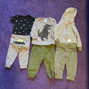 Carter's matching pant baby outfits (x3) - 9 Months